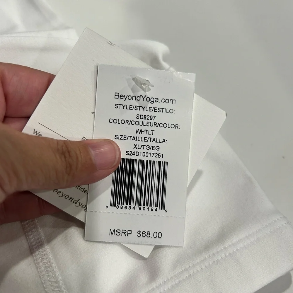 Beyond Yoga Women's XL Spacedye Squared Bra Sports Cloud White NWT Wide Straps